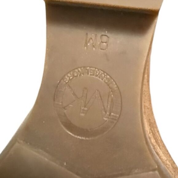 Michael Kors Thea Caramel Camel Tan Wedge Suede Bootie Boots Size 8 - Picture 11 of 11